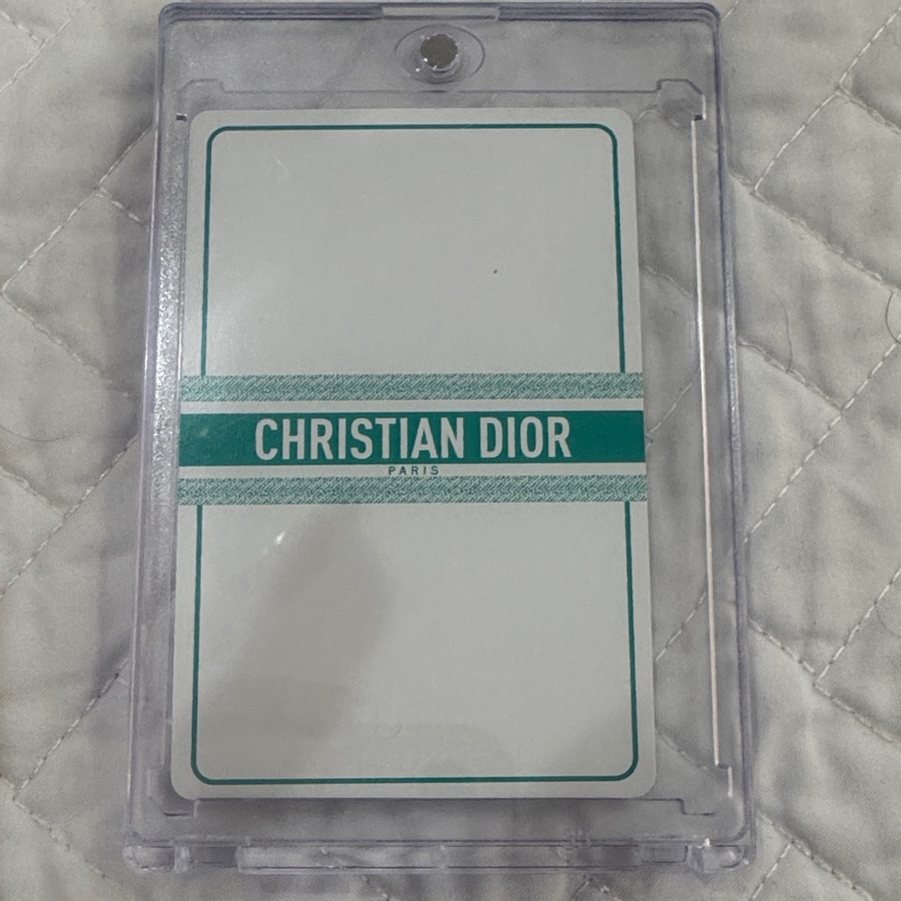 Dior Playing Cards in Teal and White, plastic box included.